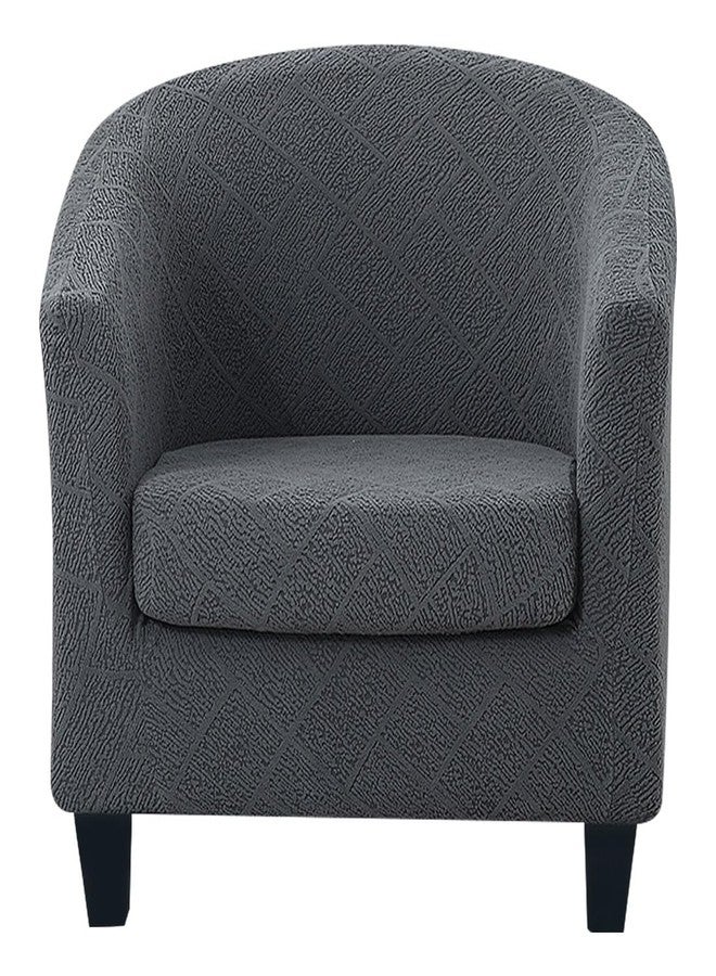 Lussenwert Club Chair Slipcover 2 Piece Jacquard Tub Chair Slipcover Round Barrel Chair Covers Removable Armchair Covers Sofa Cover Furniture Protector for Living Room, Dark Gray - Image 1